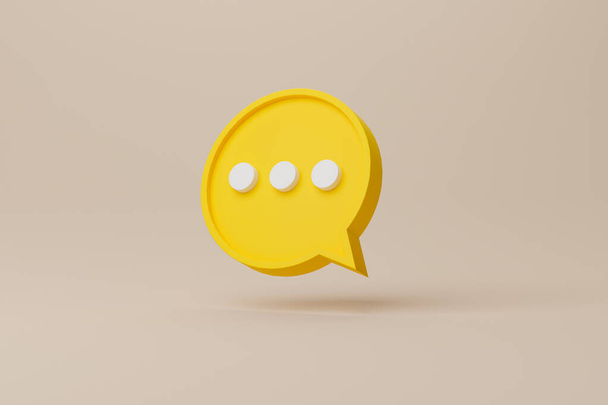 Burbuja de habla amarilla en el fondo. Icono de chat simbólico. Mensaje en línea, comentario o concepto de comunicación. 3d renderizar - Foto, imagen