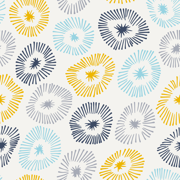 Vector seamless pattern with flowers on white.  Background with circle ornamental texture. - Vector, Imagen