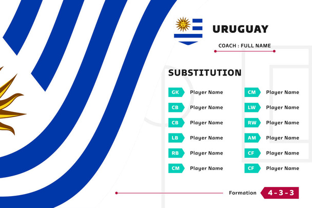 Línea de sustitución de jugadores de fútbol qatar Copa del Mundo 2022. Adecuado para transmitir contenido en línea en streaming de información Vector - Vector, imagen