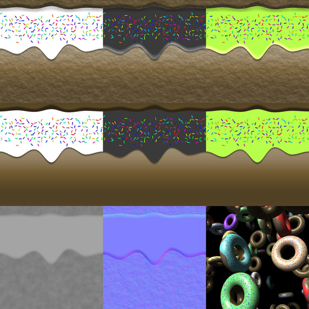 Donuts erzeugte Texturen mit diffusen, Bump und normal - Foto, Bild