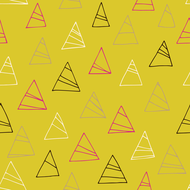 Naadloze geometrische patroon met driehoeken. Abstracte gele achtergrond. - Vector, afbeelding
