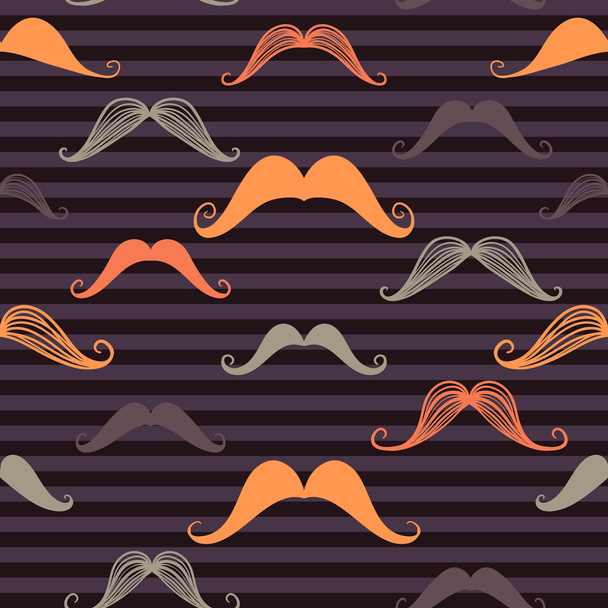 Mustache seamless pattern in vintage style. - Vektör, Görsel