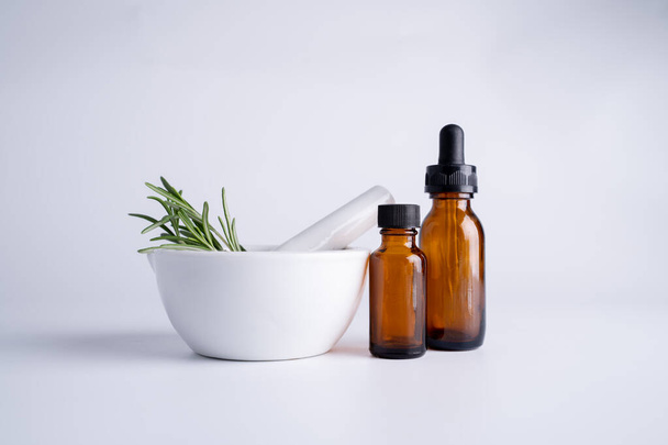 laboratory research alternative herb medicine organic on white - Zdjęcie, obraz