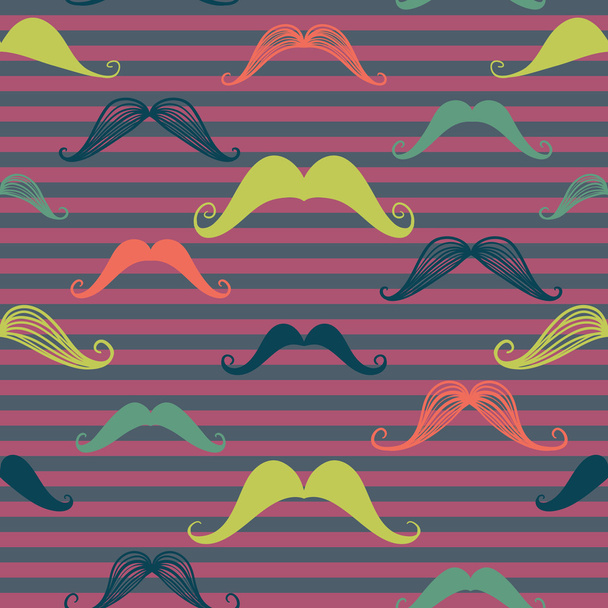 Mustache seamless pattern in vintage style. - Vektor, obrázek