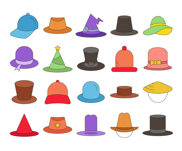 Iconos sombrero conjunto vector ilustración
 - Vector, Imagen