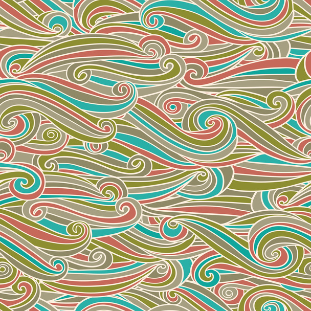 シームレスな抽象的な手描きのパターン、波背景。ベクトル イラスト. - ベクター画像