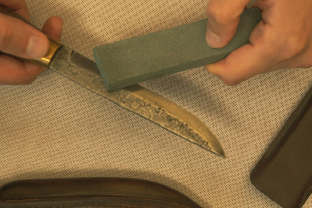 ruční broušení nože z vysoce uhlíkové oceli, Damašek Blade - Fotografie, Obrázek