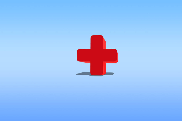 red cross icon with shadow, medical concept - Photo, Image