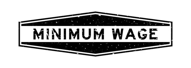 Grunge fekete minimálbér szó hatszög gumi pecsét fehér háttér - Vektor, kép