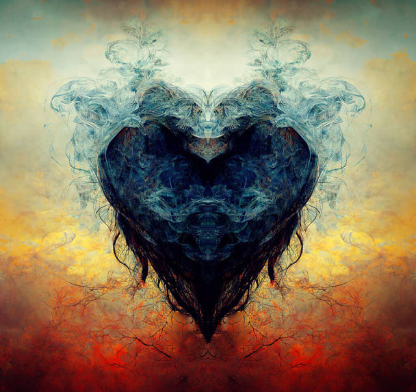 Heart shaped cloud, beautiful magic smoke heart - Valokuva, kuva