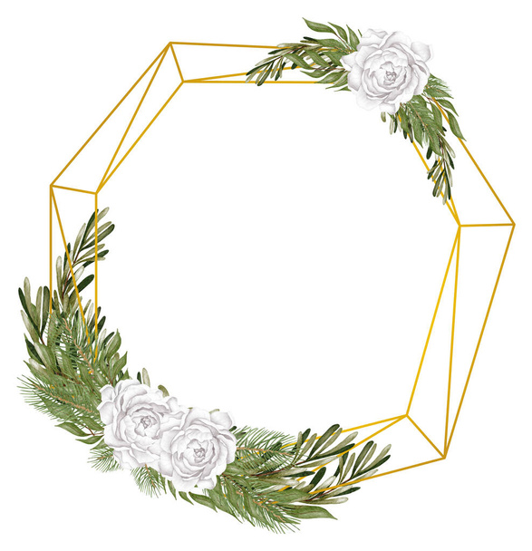 Роскошный геометрический полихедрон, свадебное приглашение в стиле деко, Вы можете положить лист или цветок сверху или снизу для создания макияжа - Фото, изображение