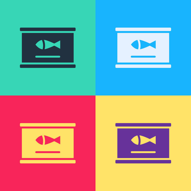 Pop art Canned fish icon isolated on color background. Vector. - Vector, Image