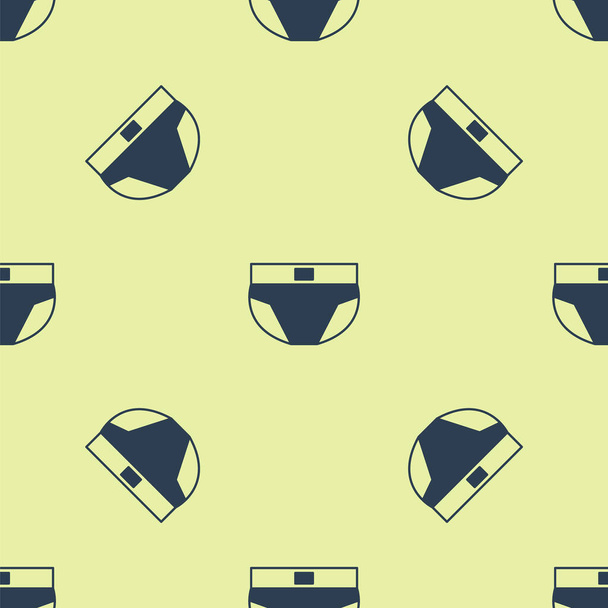 Blue Men underpants icon isolated seamless pattern on yellow background. Man underwear. Vector. - Vector, Image