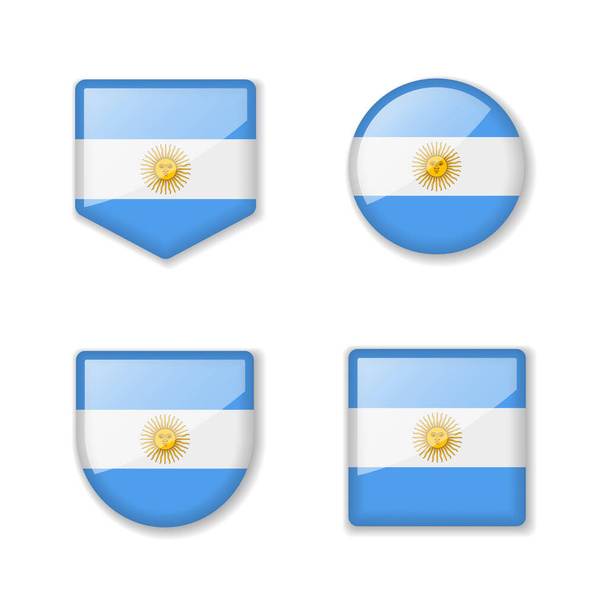 Flags of Argentina - glossy collection. Set of vector illustrations - Διάνυσμα, εικόνα