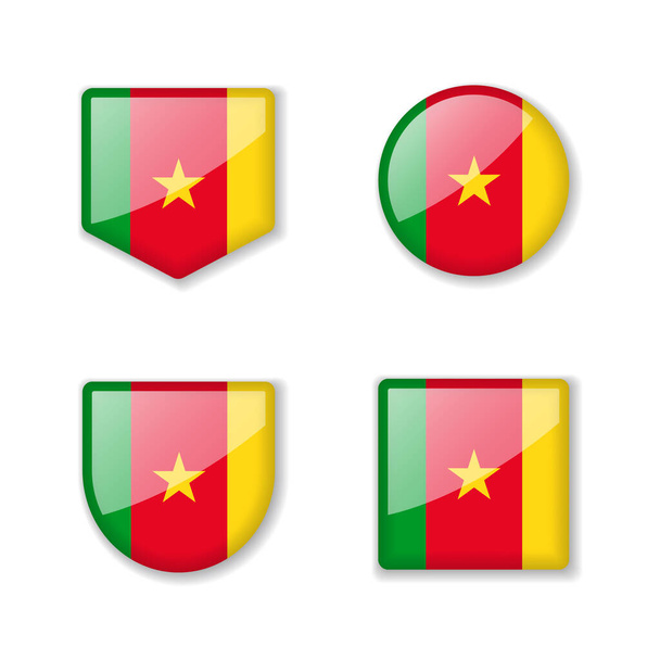 Flagi Kamerunu - błyszcząca kolekcja. Zbiór ilustracji wektorowych - Wektor, obraz