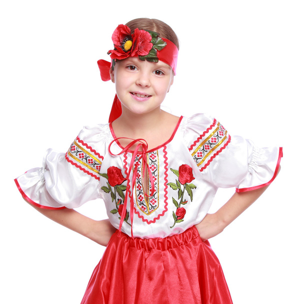 Traditional Ukrainian little girl from east Europe - Zdjęcie, obraz