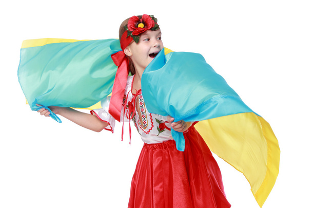 Ukrainian girl with the flag - Фото, зображення