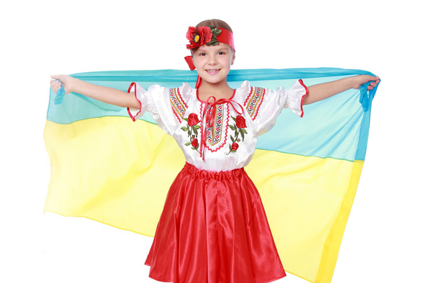 Ukrainian girl with the flag - Valokuva, kuva