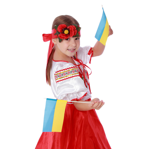 Ukrainian girl with the flag - Foto, Imagem