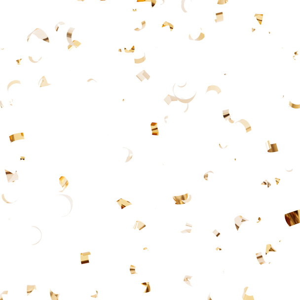 Fondo de confeti dorado, aislado, 3d render - Foto, imagen