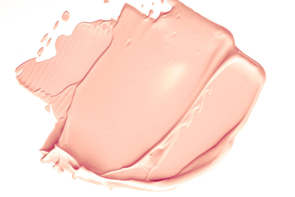Pastel Orange Beauty Swatch, Hautpflege und Make-up kosmetische Produktprobe Textur isoliert auf weißem Hintergrund, Make-up-Fleck, Creme Kosmetik Abstrich oder Pinselstrich Nahaufnahme - Foto, Bild