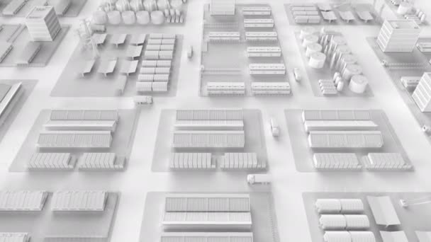 3d rendering wit industriemodel of slim industrieterrein met infrastructuur ontwikkeling 4k beeldmateriaal - Video