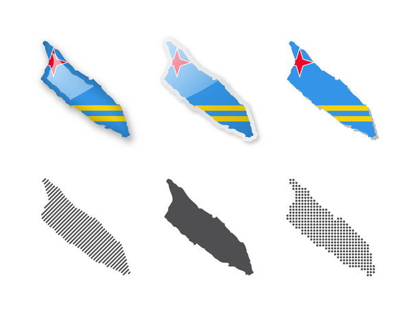 Aruba - Karttojen kokoelma. Kuusi karttaa eri malleja. Vektorikuvien sarja - Vektori, kuva