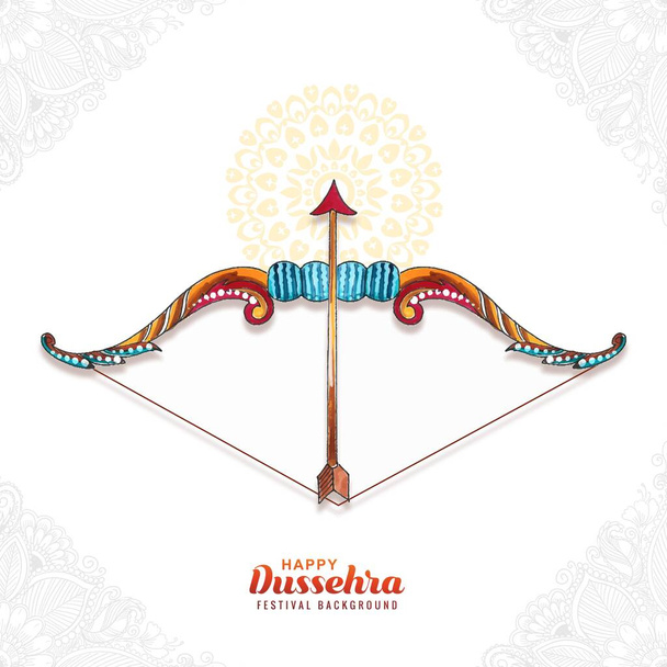 伝統的な幸せなダッシュラ水彩弓と矢印お祝いカードの背景 - ベクター画像