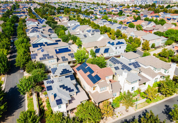 aerial shot of small town with detached houses - Foto, Imagen