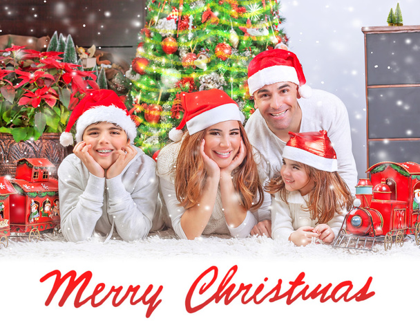 Happy family at home on Christmas - Fotografie, Obrázek