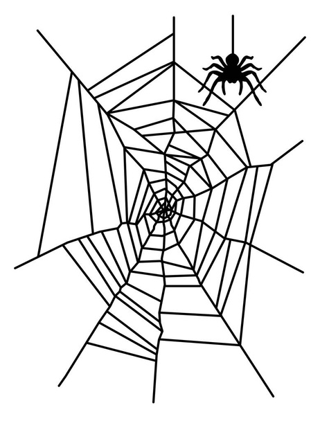Spider web silhouette.Scary creepy stencil.Halloween decoration element.Hanging Corner Sign,Door,Table.Autumn.Line art contour drawing. Cricut plotter laser cutting.Print.Vinyl wall sticker decal. DIY - Vector, Image