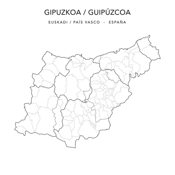 Administrative Map of the Province of Gipuzkoa or Guipuzcoa (Basque Country) with Jurisdictions (Partidos Judiciales), Cormarques (Cuadrillas o Comarcas) and Municipalities (Municipios) as of 2022 - Spain - Vector Map - Vector, Image