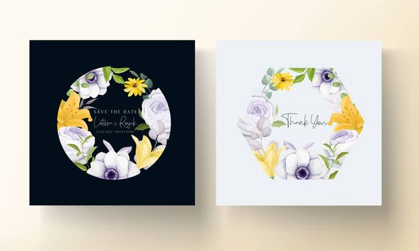 beautiful hand drawing flower invitation card template - Vecteur, image