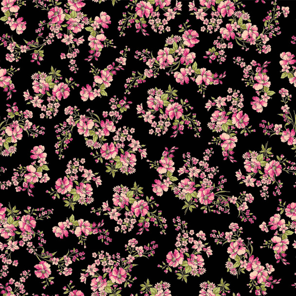 Seamless and beautiful flower illustration pattern, - Vector, afbeelding