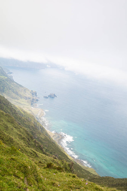 View of the coast from the mountain near Cedeira, La Corua, Galia, Spain. Coast of Death in Galicia - Photo, Image