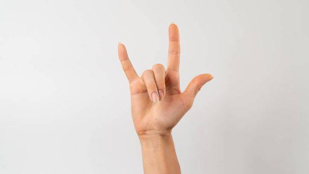 sign language of the deaf and dumb, phrase - i love you . High quality photo - Foto, Imagem