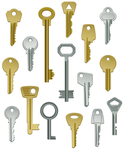 jedna sada kolekce klíčů - Vektor, obrázek