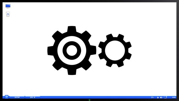Колесо обозрения и иконка разработки на экране монитора
 - Вектор,изображение