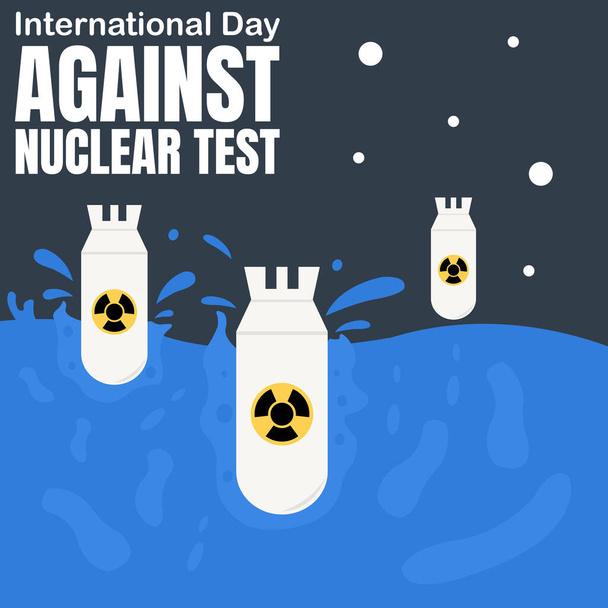 3発の核爆弾のイラストベクトルグラフィックが海に落ち、核実験に対する国際デーに最適、お祝い、グリーティングカードなど. - ベクター画像