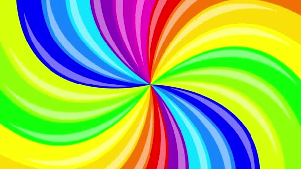 Rainbow kolorowe tło tej obrotowej spirali. Animacja 2D. - Materiał filmowy, wideo
