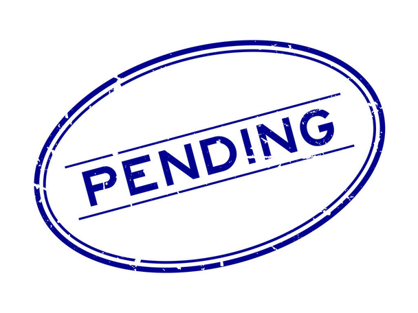 Grunge blu in attesa di parola ovale timbro sigillo di gomma su sfondo bianco - Vettoriali, immagini