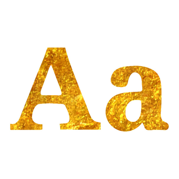 Hand drawn Font icon in gold foil texture vector illustration - Vecteur, image