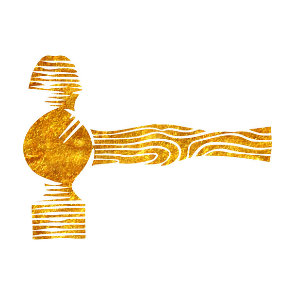 Martillo cabeza redonda Herramienta de carpintería en lámina de oro textura vector ilustración - Vector, imagen