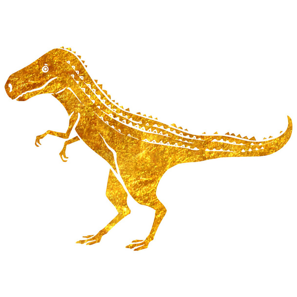 Handgezeichnete Goldfolie Textur Tyrannosaurus Dinosaurier. Vektorillustration. - Vektor, Bild