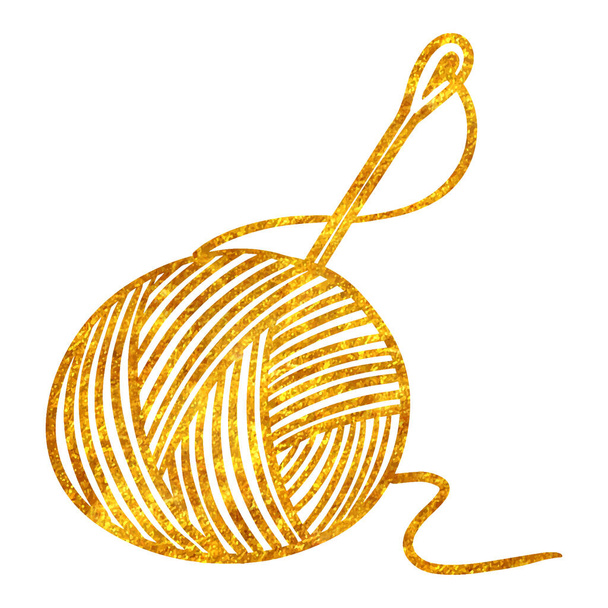 Textura de folha de ouro desenhada à mão Ilustração de fios e agulhas. Embarcação. - Vetor, Imagem