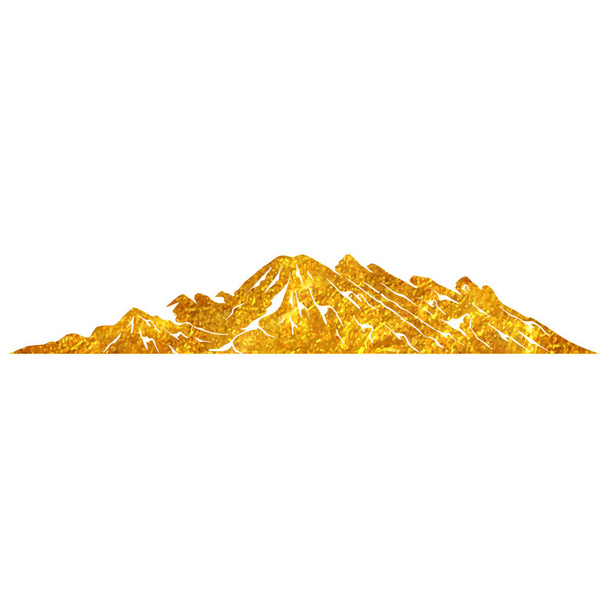 Handgezeichnete Berge in Goldfolie Textur Vektor Illustration - Vektor, Bild