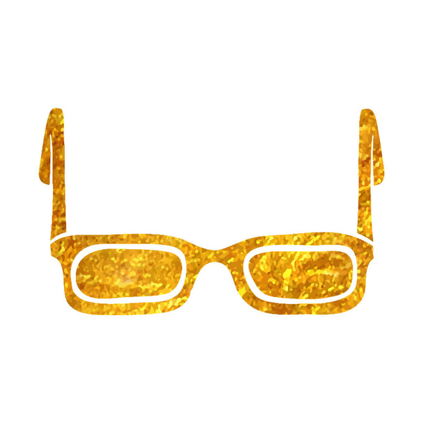 Icono de gafas de vista dibujadas a mano en lámina de oro textura vector ilustración - Vector, imagen