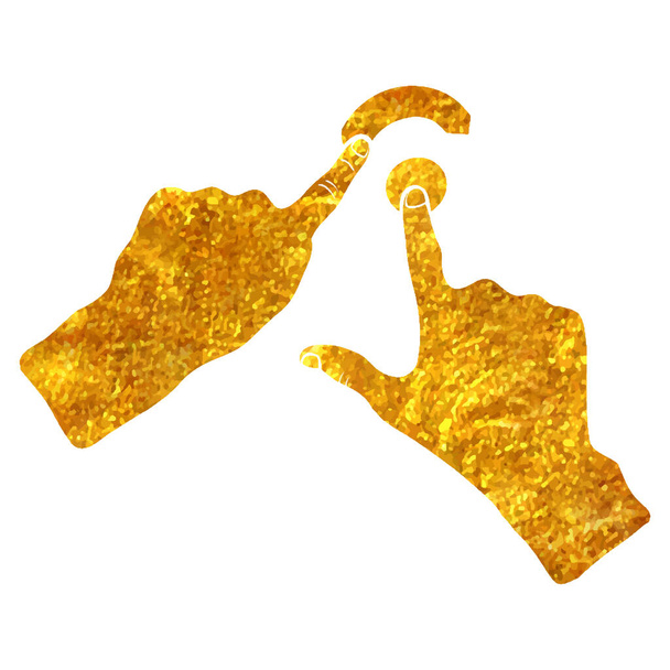 Icono de gesto de dedo touchpad dibujado a mano en la ilustración de vectores de textura de lámina de oro - Vector, imagen