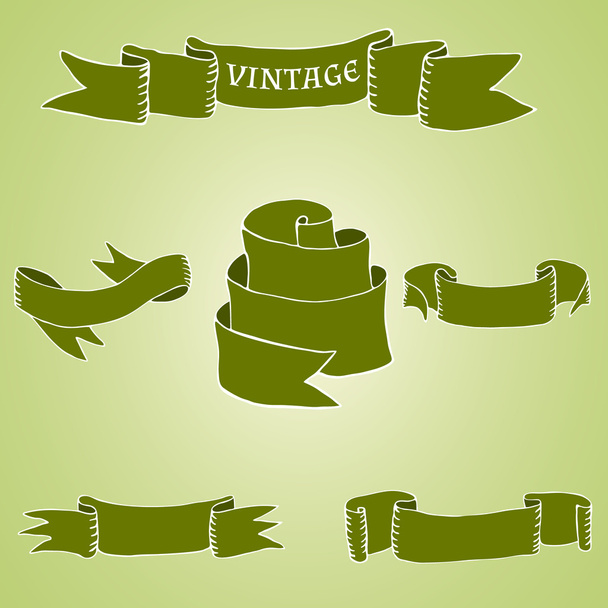 set of vintage ribbons and banners - Vector, imagen