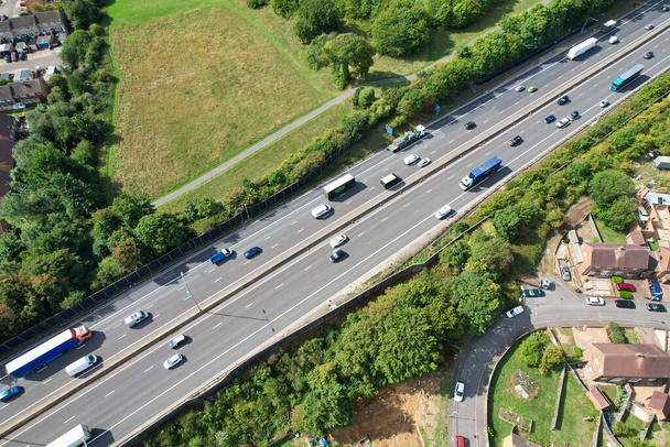 Aerial View of British Roads and Traffic on a Sunny Day - Photo, Image